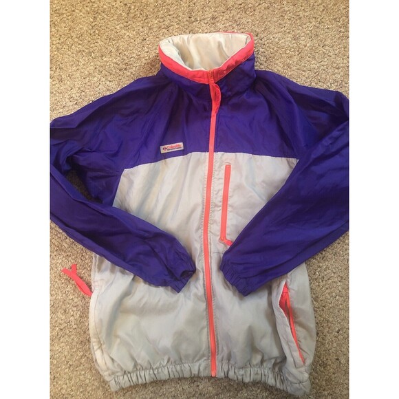 Vintage Columbia Windbreaker Jacket Gray Purple Sz Men's Small Radial Sleeve Ful - Picture 5 of 11